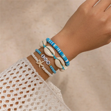 4pcs/Set Starfish Seashell Letter SUN Boho Style Bracelets