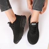 White & Black Classic Breathable Knitted Sports Shoes for Women