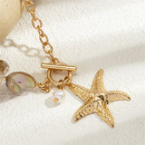 Ladies Conch OT Buckle Starfish Imitation Pearl Necklaces