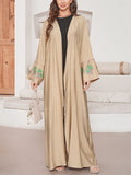 Female Coconut Tree Embroidery Muslim Cardigan Robe