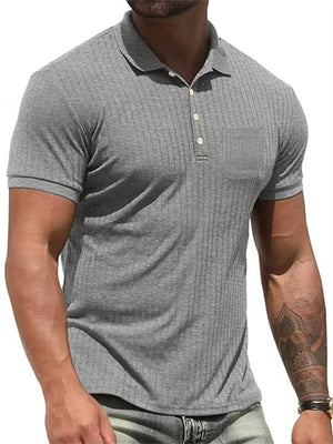 Men's Fitted Lapel Collar Short Sleeve Stretchy Shirts