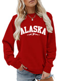 Women's Simple Alaska Range Print Crew Neck Hoodies