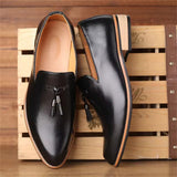 Men's Vintage Glossy Pointed Toe Tassel Dress Shoes