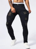 Men's Punk Rock Patchwork Sequined Black Jeans