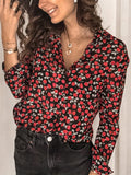 Floral Print & Polka Dot Gold Stamping Ladies Personality Blouses