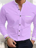 Men's Business Party Holiday Contrast Color Stand Collad Shirts