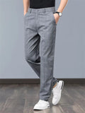 Men's Fashionable Regular Fit Checked Dress Pants