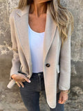 Women's Autumn Keep Warm Solid Color Lapel Woollen Coat