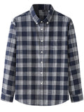 Retro Contrast Color Plaid Lapel Button Up Shirt for Men