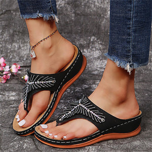 Summer Female Glitter Wedge Heels Casual Beach Slippers