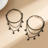 Ladies Five-Pointed Star & Sequin Hoop Earrings