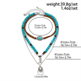 3pcs/Set Turquoise Stone Boot Crystal Pendant Necklaces