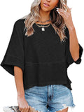 Cozy Round Neck Loose Half Sleeve T-shirts for Women