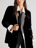 Lapel Split Velvet Blazer Coat for Women