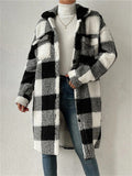 Women's Chic Plaid Print Warm Plush Long Coat