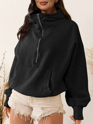 Female Trendy Long Sleeve Zipper Drawstring Sports Hoodies