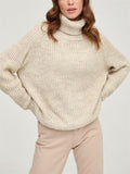 Autumn Warm Macaron Color High Collar Knitted Sweater for Lady