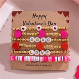 Happy Valentine's Day Super Cute Colorful Love Heart Beaded Bracelets