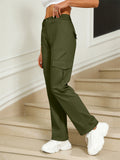 Solid Color High-Rise Trendy Multi-Pocket Cargo Pants for Women