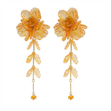 Transparent Acrylic Flower Petals Tassel Drop Earrings for Lady