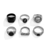 Men's Handmade Skull Letter Hip Hop Vintage Ring Sets