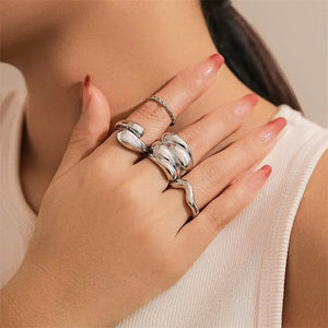 Women's 4Pcs/Set Fashion Luxury Irregular Geometry Rings