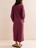 Women's Casual Vacation Loose Striped Long Dress