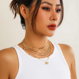 Women's 6pcs/Set Star Butterfly Artificial Pearl Chain Necklaces