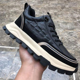 Crocodile Print Leather Platform Sneakers for Men