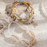 Sea Snail Starfish Seed Beads Weaving Rope Bracelets