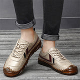 Men's Soft Sole Breathable Leather Lace Up Fashion Sneakers