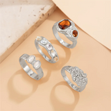 Ladies 4Pcs/Set Elegant Luxury Rhinestone Rings