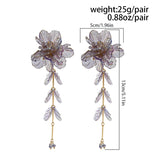 Transparent Acrylic Flower Petals Tassel Drop Earrings for Lady