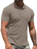 Men's Fitted Lapel Collar Short Sleeve Stretchy Shirts