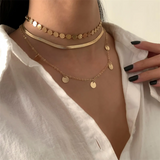 Stylish 3pcs/Set Sequin Pendant Choker Necklaces