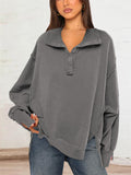 Oversized Side Split Lantern Sleeve Sweatshirt for Women