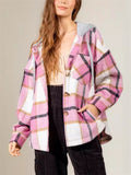 Autumn Winter Stylish Hooded Plaid Coats for Ladies