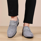 Men's Leisure Canvas Dress Shoes with Y-shaped Metal Trim