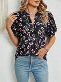 Bohemian Style V Neck Paisley Print Fitted Shirt for Women