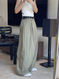 Female Slimming Fashionable Elastic Waist Solid Color Pants