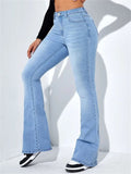 Fashion Slim Fit Stretchy Mid-Rise Bell-bottom Jeans for Women