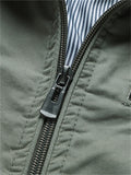 Men's Pure Cotton Stand Collar Anti-Theft Zipper Pocket Casual Jacket