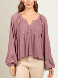 Female Retro Sweet V Neck Lantern Sleeve Spring Shirt