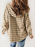 Women's Winter Checked Hooded Thermal Coat with Plush Lined