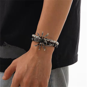 Men's Realistic Big Spider Beaded Bracelets for Halloween