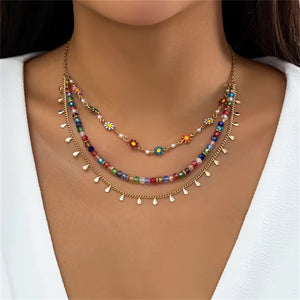 Lovely Colorful Flower Beads Tassel Necklace for Women