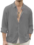 Men's Romantic Solid Color Lapel Button Casual Shirt