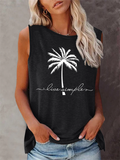 Women's Coconut Tree Printing  Sleeveless T-shirt