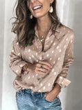 Floral Print & Polka Dot Gold Stamping Ladies Personality Blouses