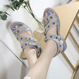 Side Cutout Ethnic Pattern Flat Sandals for Women